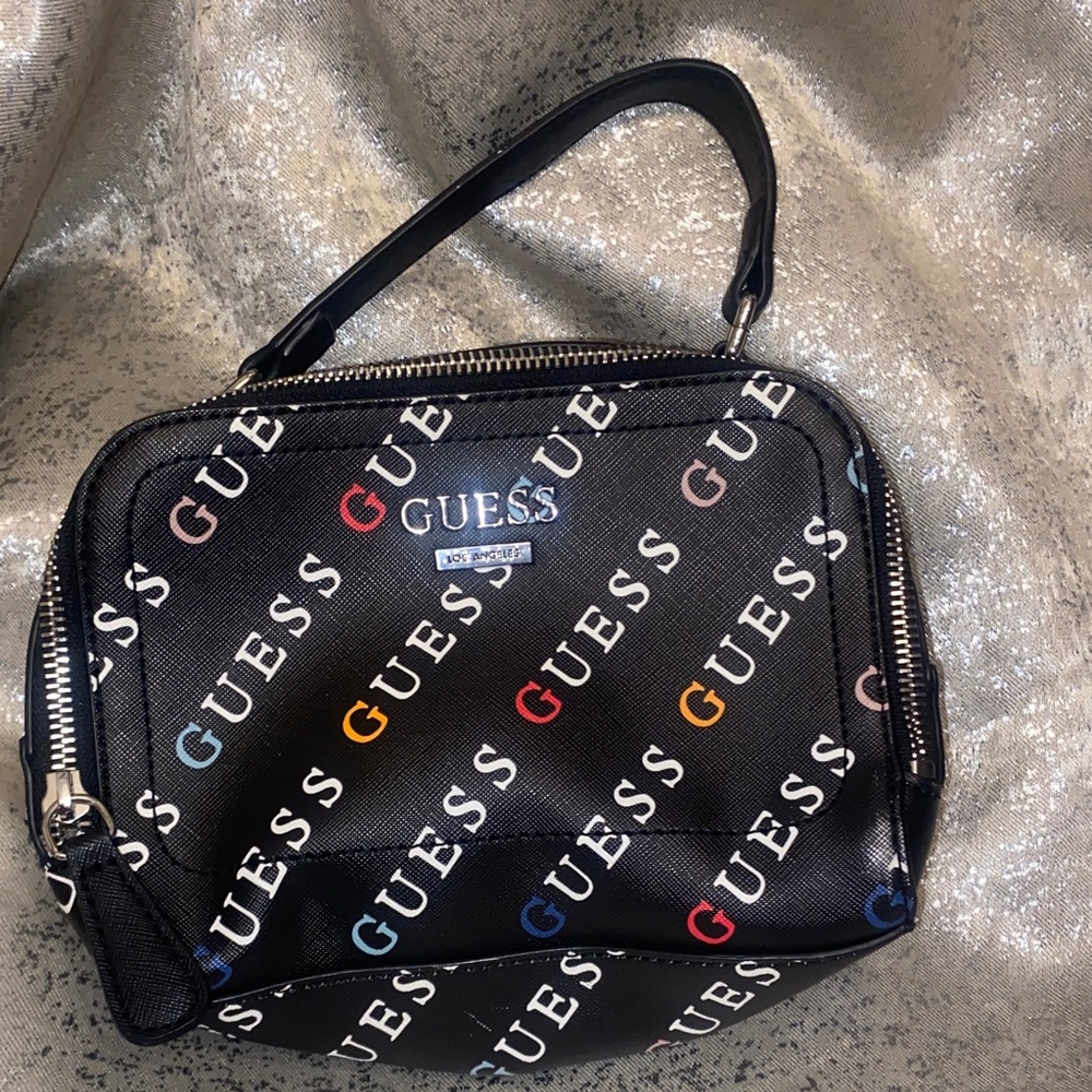 Guess Black Multi-Color Logo Handbag